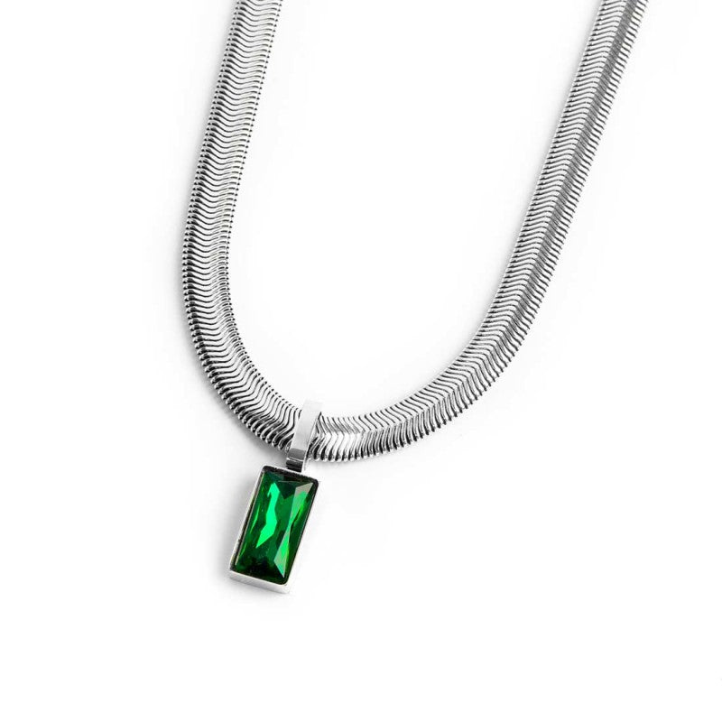 Collana catena snake cristallo baguette centrale - Gioielleria Fondente