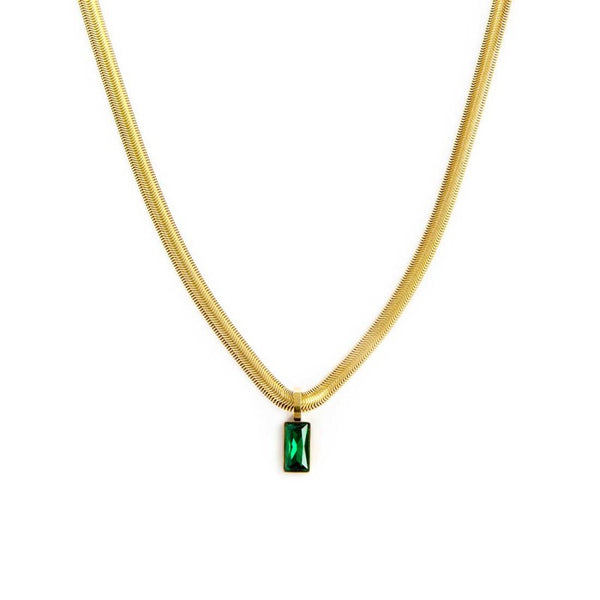 Collana catena snake cristallo baguette centrale - Gioielleria Fondente