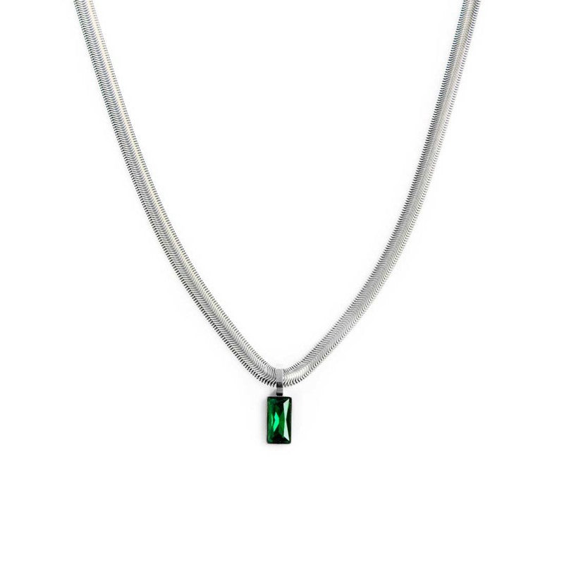 Collana catena snake cristallo baguette centrale - Gioielleria Fondente