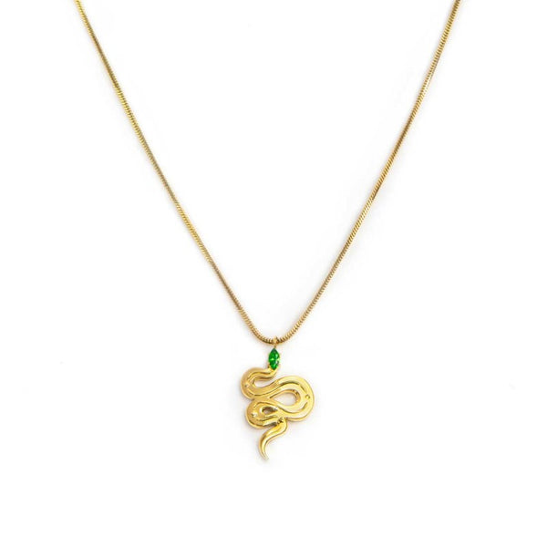 Collana catena snake quadrata con serpente pendente - Gioielleria Fondente