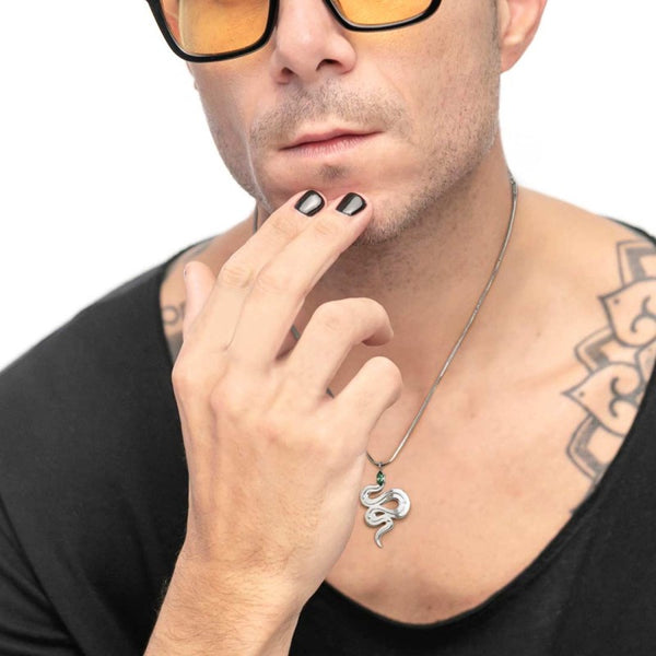 Collana catena snake quadrata con serpente pendente - Gioielleria Fondente