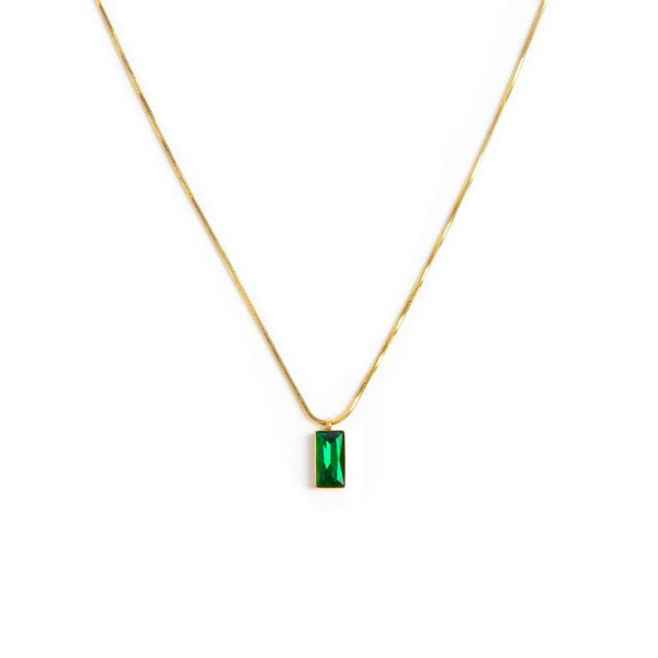 Collana catena snake quadrata cristallo baguette centrale - Gioielleria Fondente