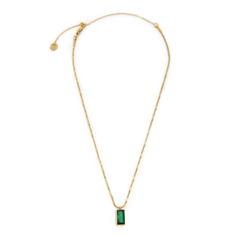 Collana catena snake quadrata cristallo baguette centrale - Gioielleria Fondente