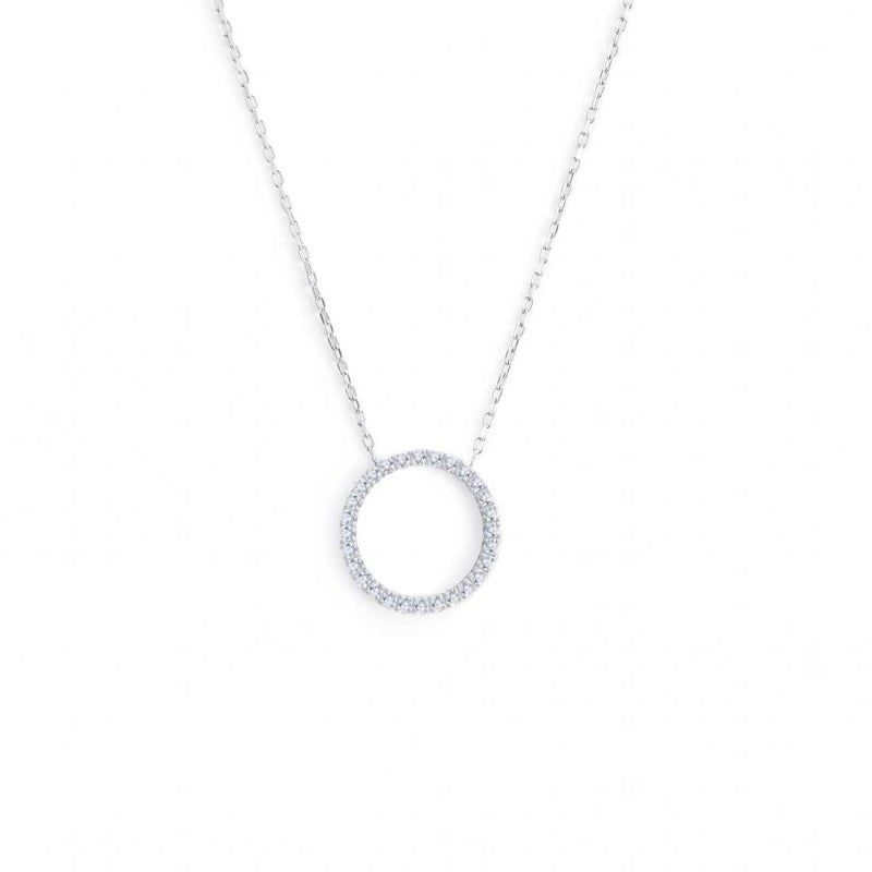 Collana cerchio 1,4cm con zirconi bianchi