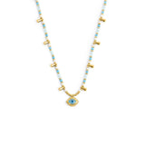 Collana con occhio pendente ed elementi di ematite sfacetttata