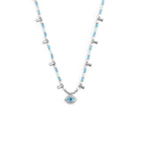 Collana con occhio pendente ed elementi di ematite sfacetttata