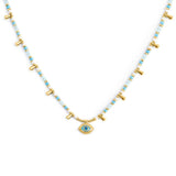 Collana con occhio pendente ed elementi di ematite sfacetttata