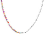 Collana con perline colorate e catena a maglia larga