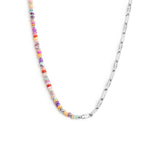 Collana con perline colorate e catena a maglia larga