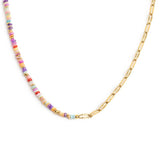 Collana con perline colorate e catena a maglia larga