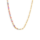 Collana con perline colorate e catena a maglia larga