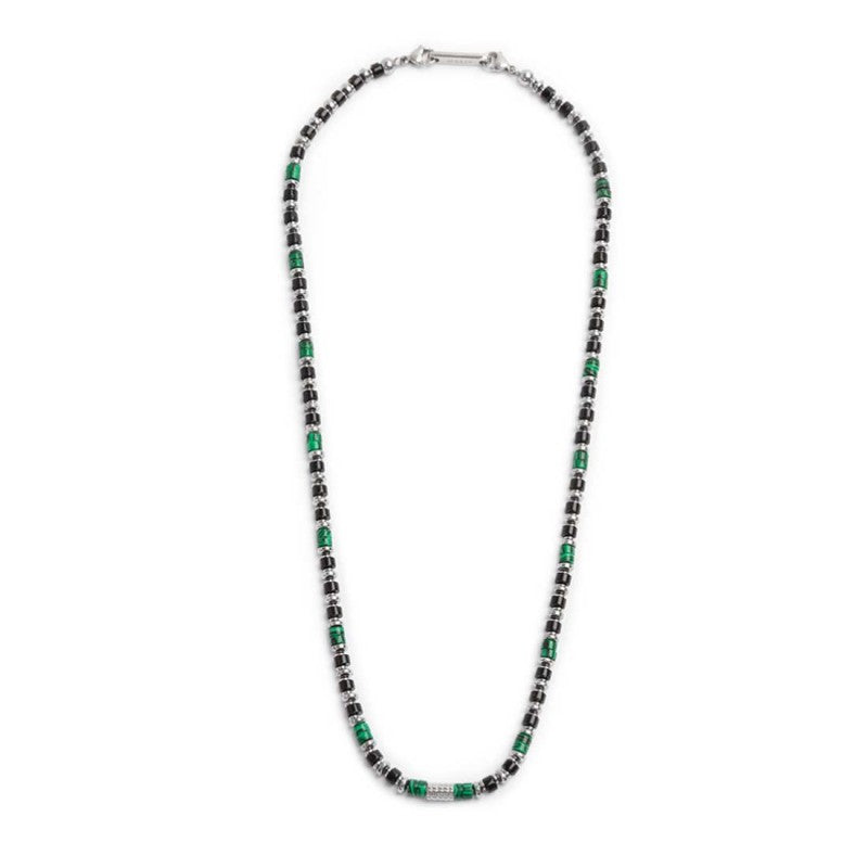 Collana con rondelle in malachite ed onice nera elementi in ematite - Gioielleria Fondente