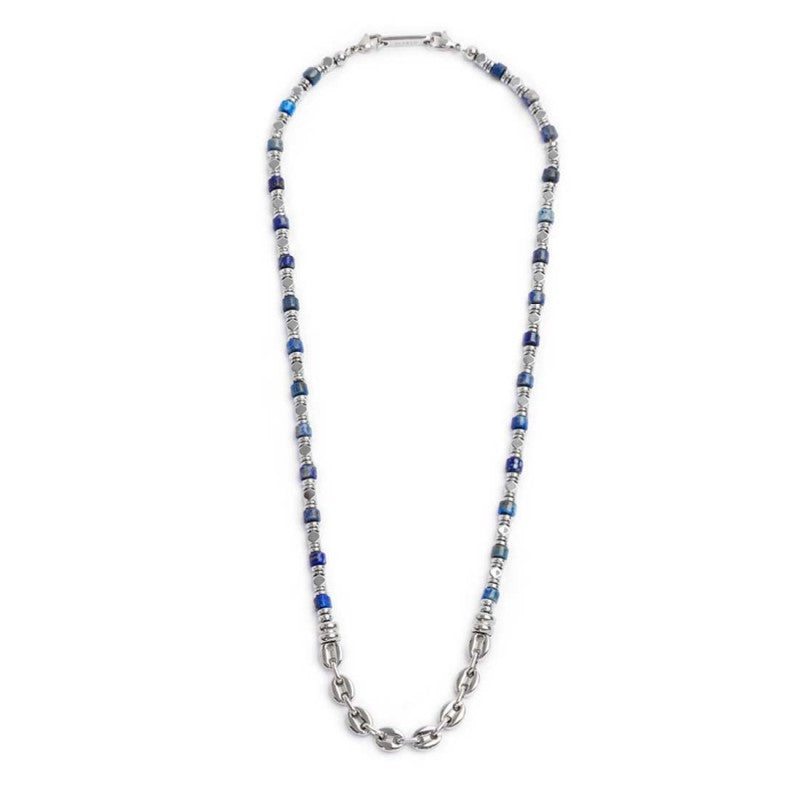 Collana con rondelle in sodalite ed elementi in ematite - Gioielleria Fondente