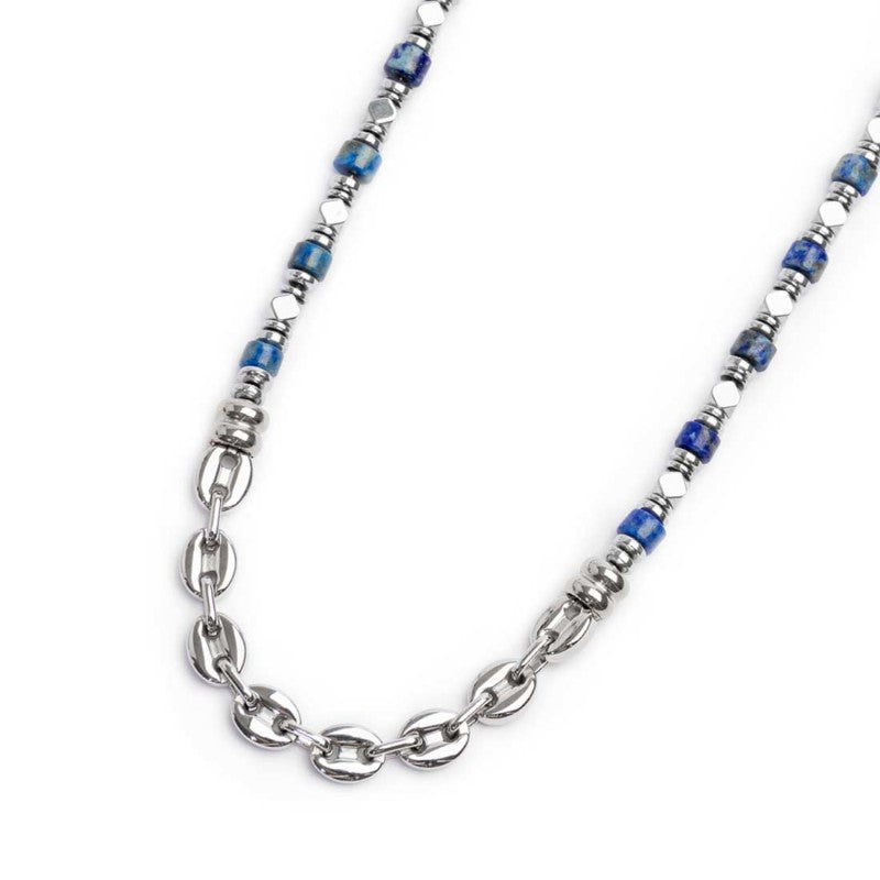 Collana con rondelle in sodalite ed elementi in ematite - Gioielleria Fondente