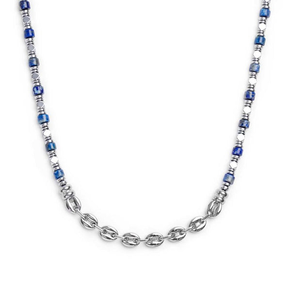 Collana con rondelle in sodalite ed elementi in ematite - Gioielleria Fondente