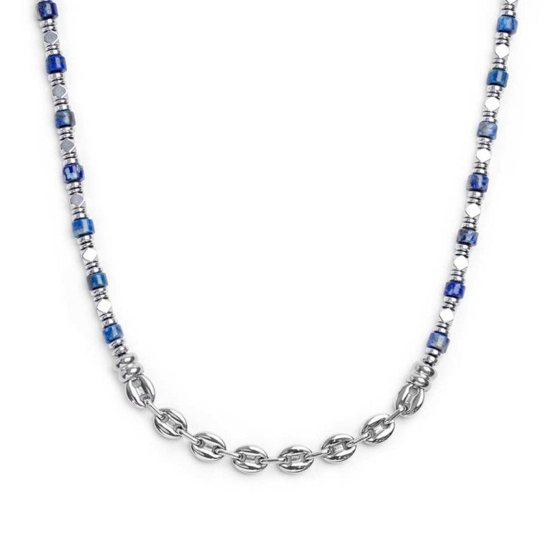 Collana con rondelle in sodalite ed elementi in ematite - Gioielleria Fondente
