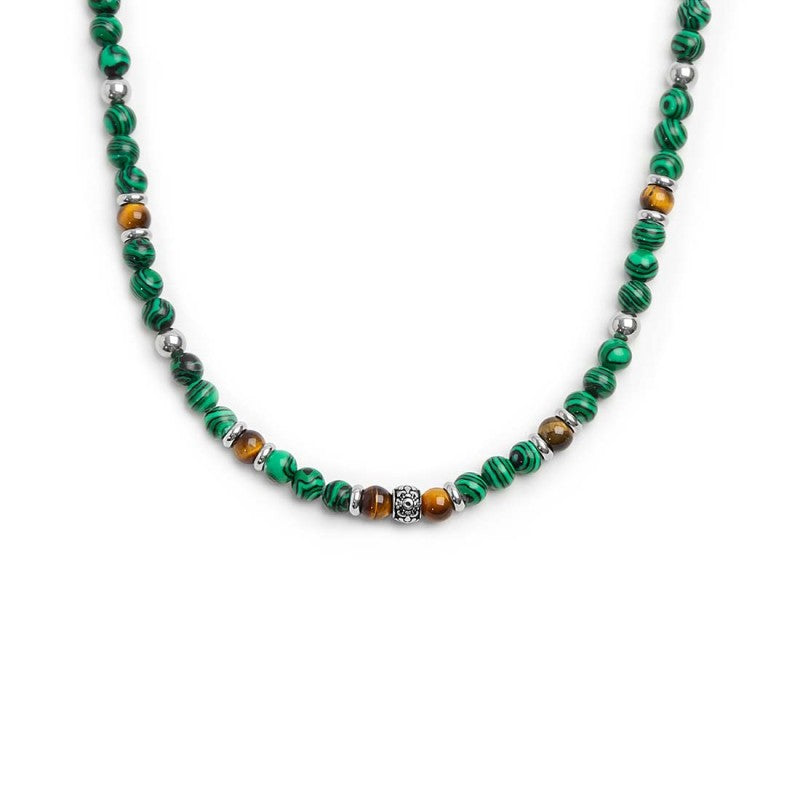 Collana con sfere malachite e occhio di tigre - Gioielleria Fondente