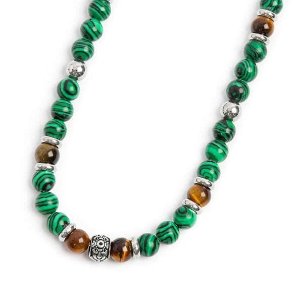 Collana con sfere malachite e occhio di tigre - Gioielleria Fondente
