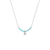 Collana conchiglia pendente con perla e perline a tubo turchesi