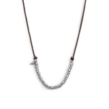 Collana cordino cerato elementi in acciaio e mini spike