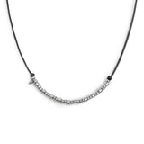 Collana cordino cerato elementi in acciaio e mini spike