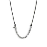 Collana cordino cerato elementi in acciaio e mini spike