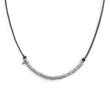 Collana cordino cerato elementi in acciaio e mini spike