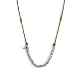 Collana cordino cerato elementi in acciaio e mini spike