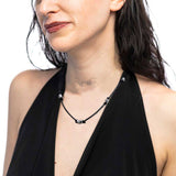 Collana cordino cerato gruppi di rondelle in acciaio