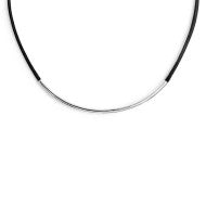 Collana cordino cerato nero con tubolare centrale