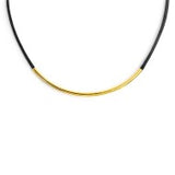 Collana cordino cerato nero con tubolare centrale