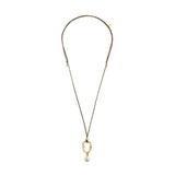 Collana cordino con pendente a forma organica con perla
