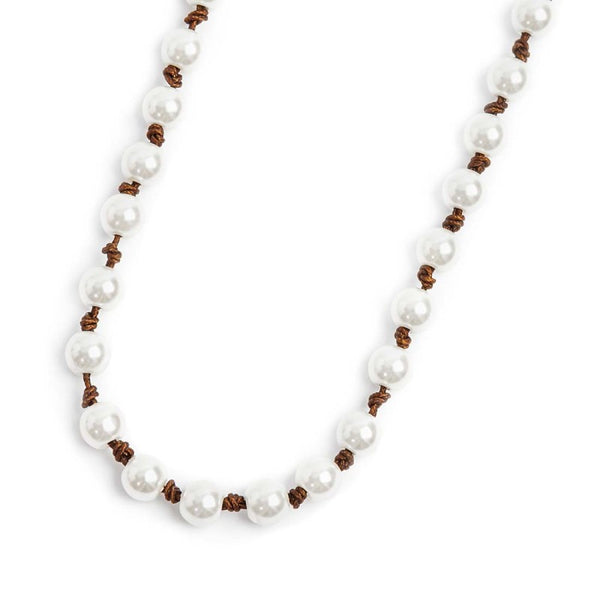 Collana cordino marrone con perle - Gioielleria Fondente