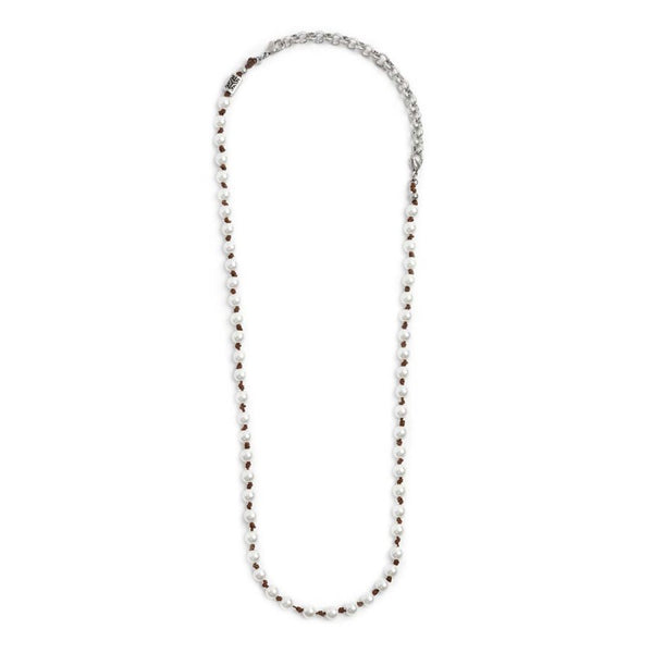 Collana cordino marrone con perle - Gioielleria Fondente