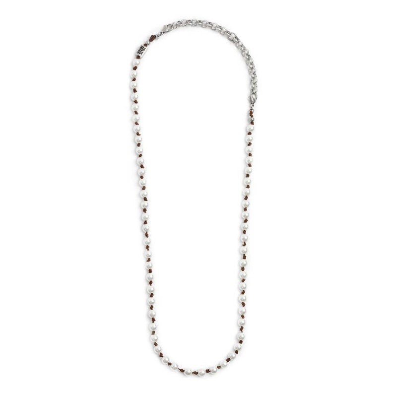 Collana cordino marrone con perle - Gioielleria Fondente