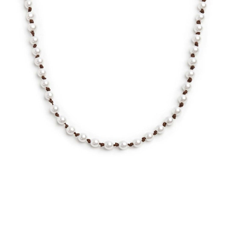 Collana cordino marrone con perle - Gioielleria Fondente