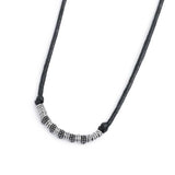 Collana cordino strobel elementi in acciaio con trama puntinata in black oil
