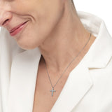 Collana croce pendente 1,4cm con zirconi