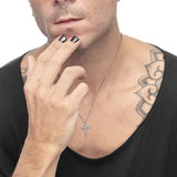 Collana croce pendente 1,4cm con zirconi