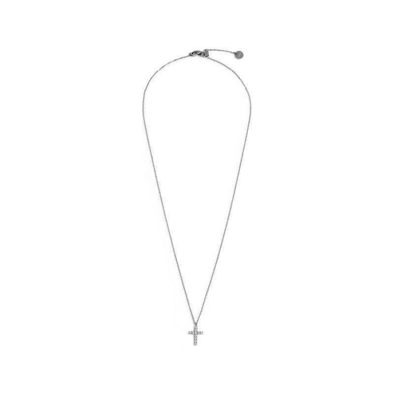 Collana croce pendente 1,4cm con zirconi