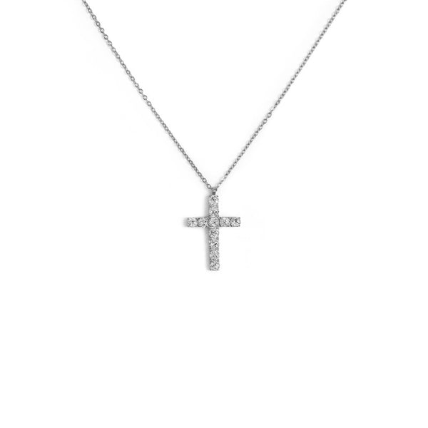 Collana croce pendente 2,6cm con zirconi