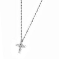 Collana croce pendente con cristalli baguette