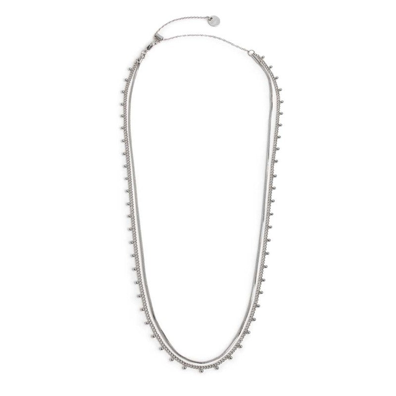 Collana doppia catena snake e grumetta con sfere