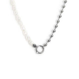 Collana perle fiume masticate con catena a sfere - Gioielleria Fondente
