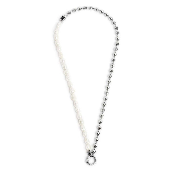 Collana perle fiume masticate con catena a sfere - Gioielleria Fondente