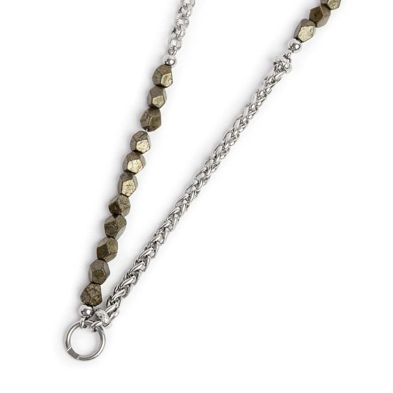 Collana pietre pirite e catena sonaglio e rolò - Gioielleria Fondente