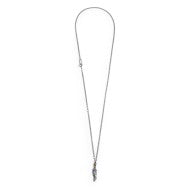 Collana piuma pendente con occhio di tigre ovale