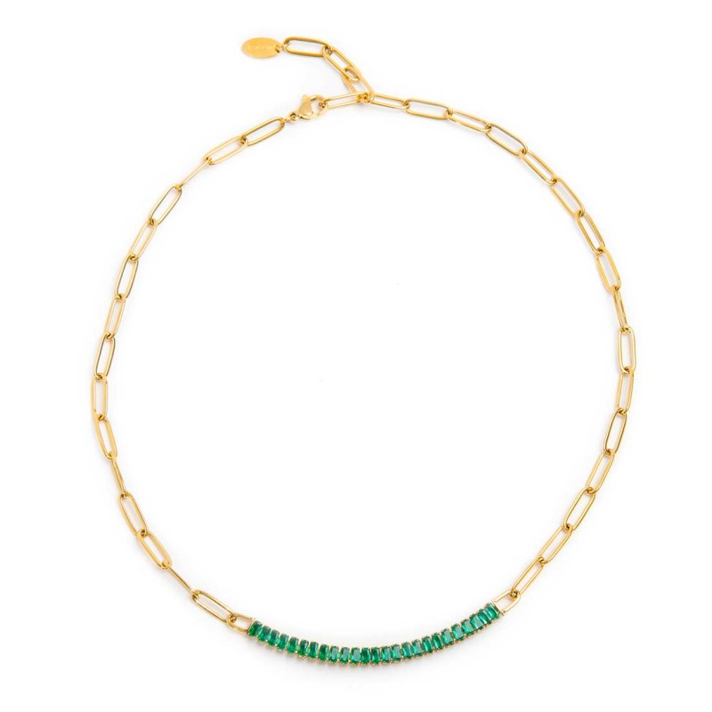 Collana tennis centrale cristalli baguette - Gioielleria Fondente