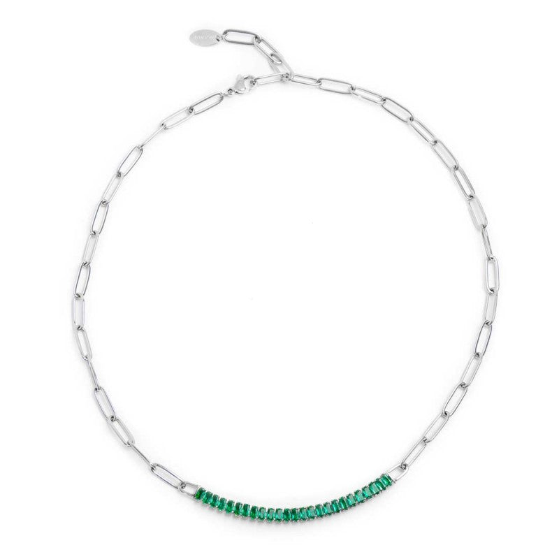Collana tennis centrale cristalli baguette - Gioielleria Fondente