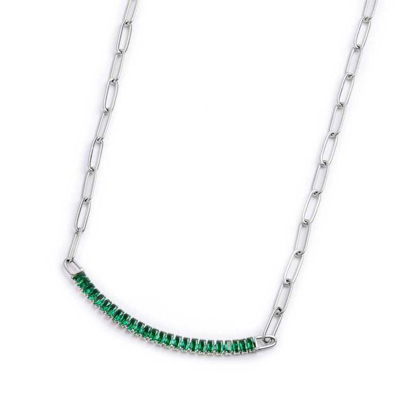 Collana tennis centrale cristalli baguette - Gioielleria Fondente